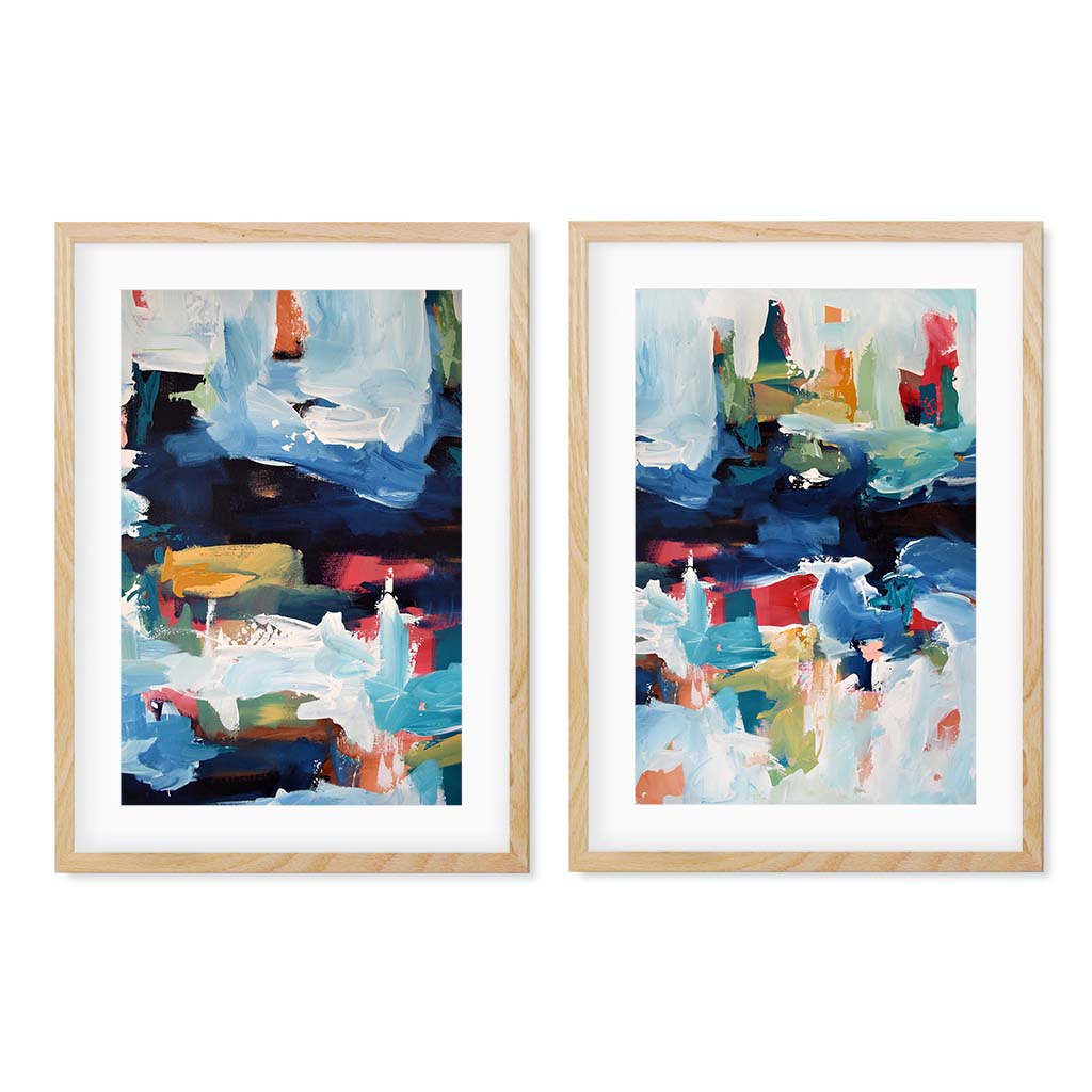 The Harbour - Print Set Of 2 Oak Frame Wall Art Print Set Of 2 - Abstract House