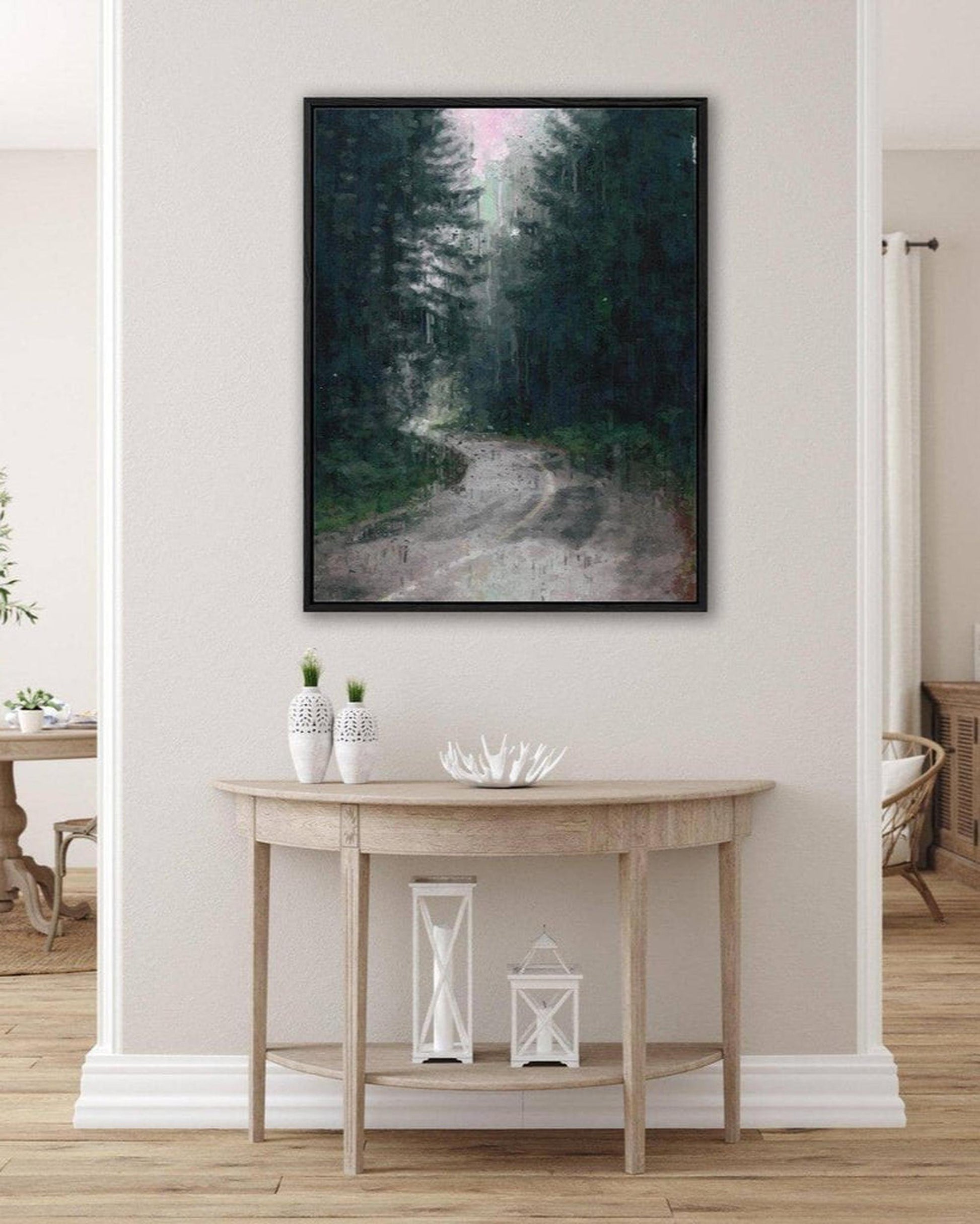 The Long Road Forest Painting Framed Canvas