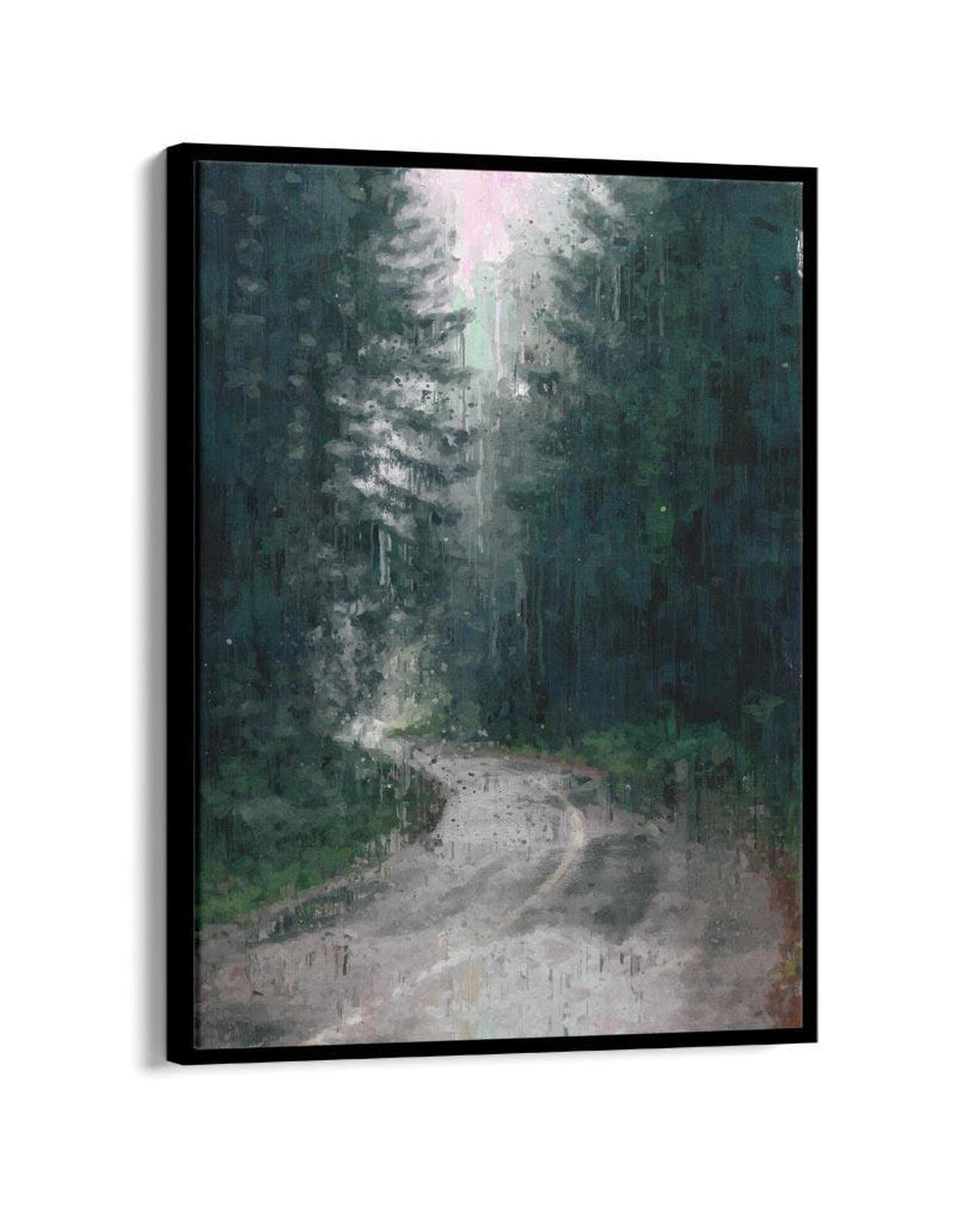 The Long Road Forest Painting Framed Canvas-Abstract House