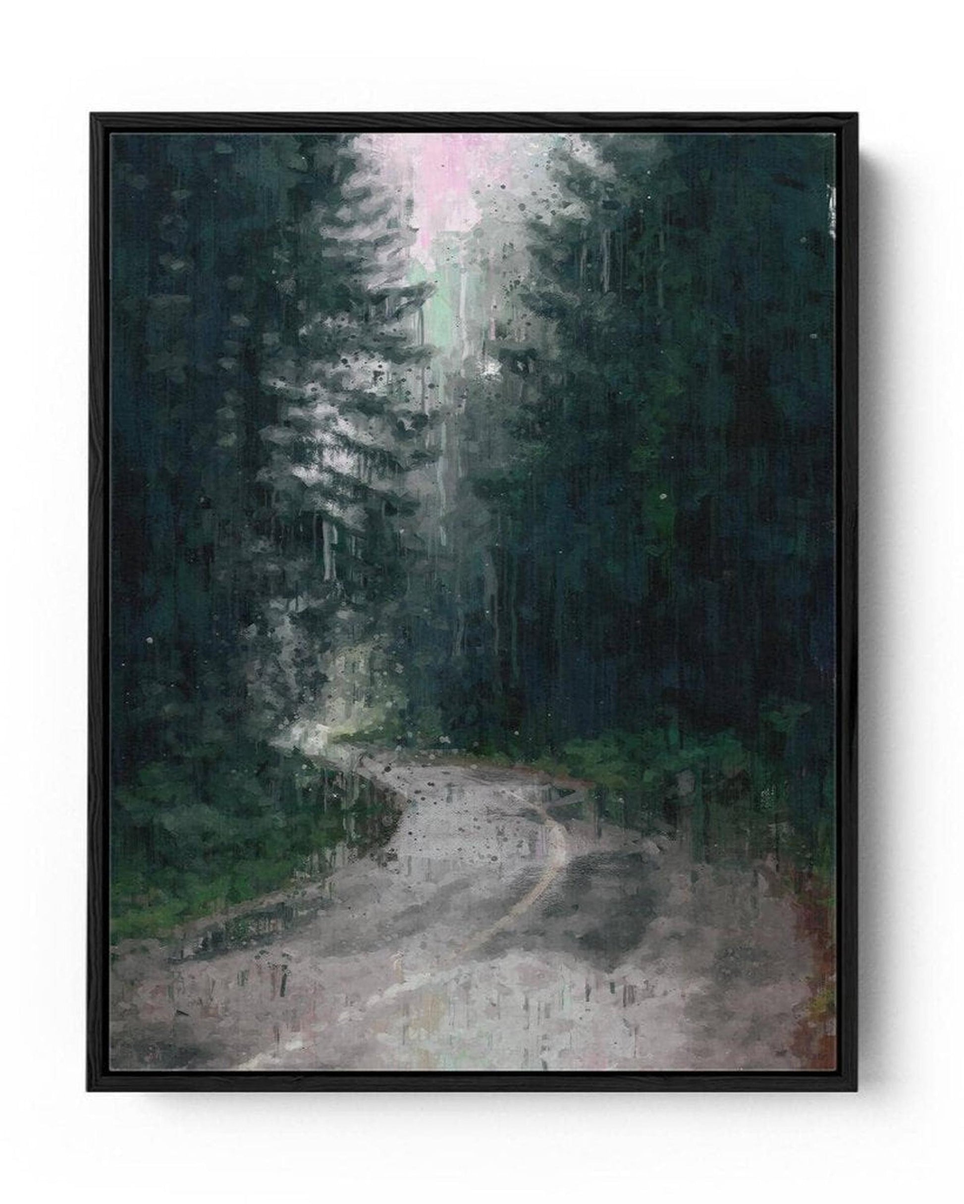 The Long Road Forest Painting Framed Canvas