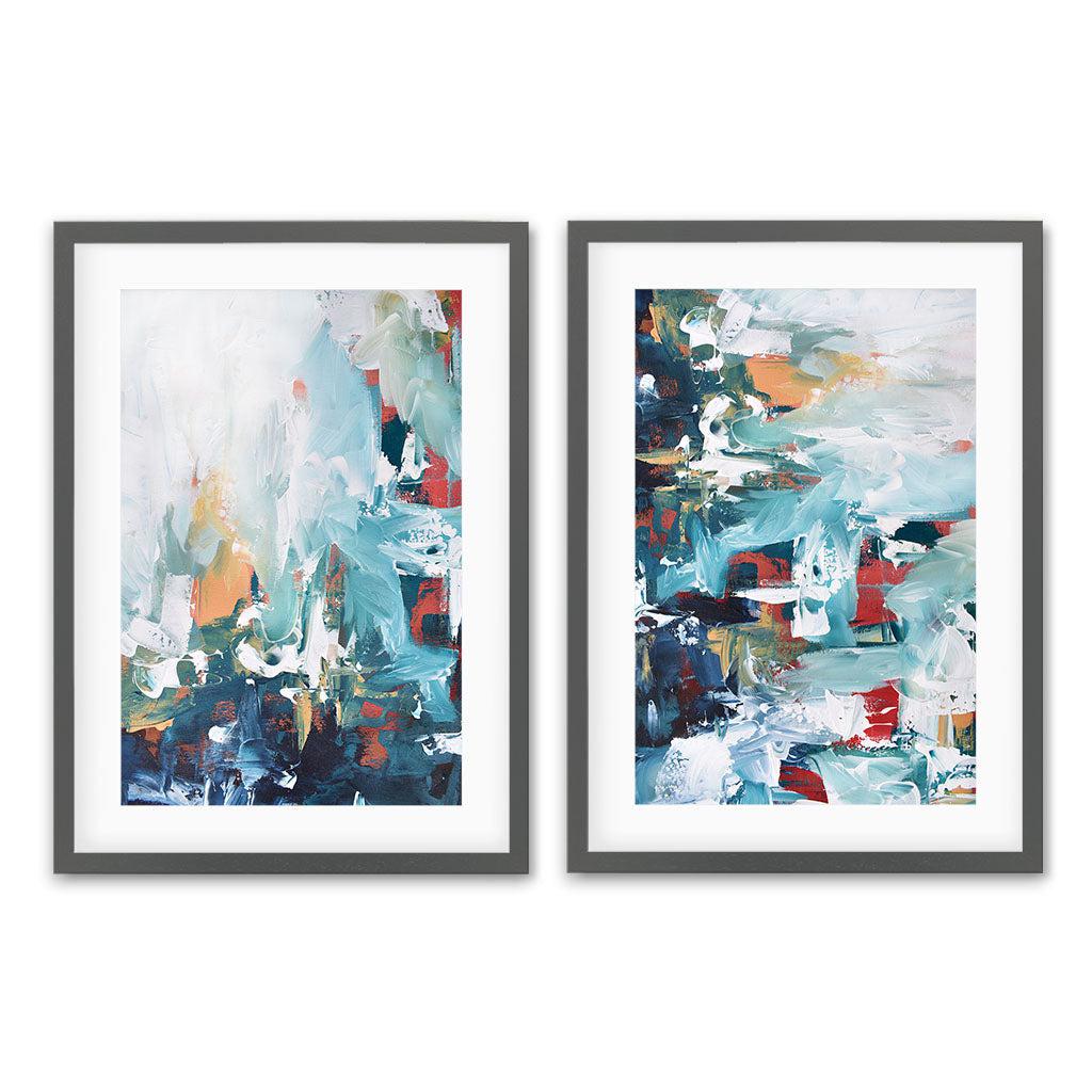 The Pond - Print Set Of 2 Grey Frame Wall Art Print Set Of 2 - Abstract House