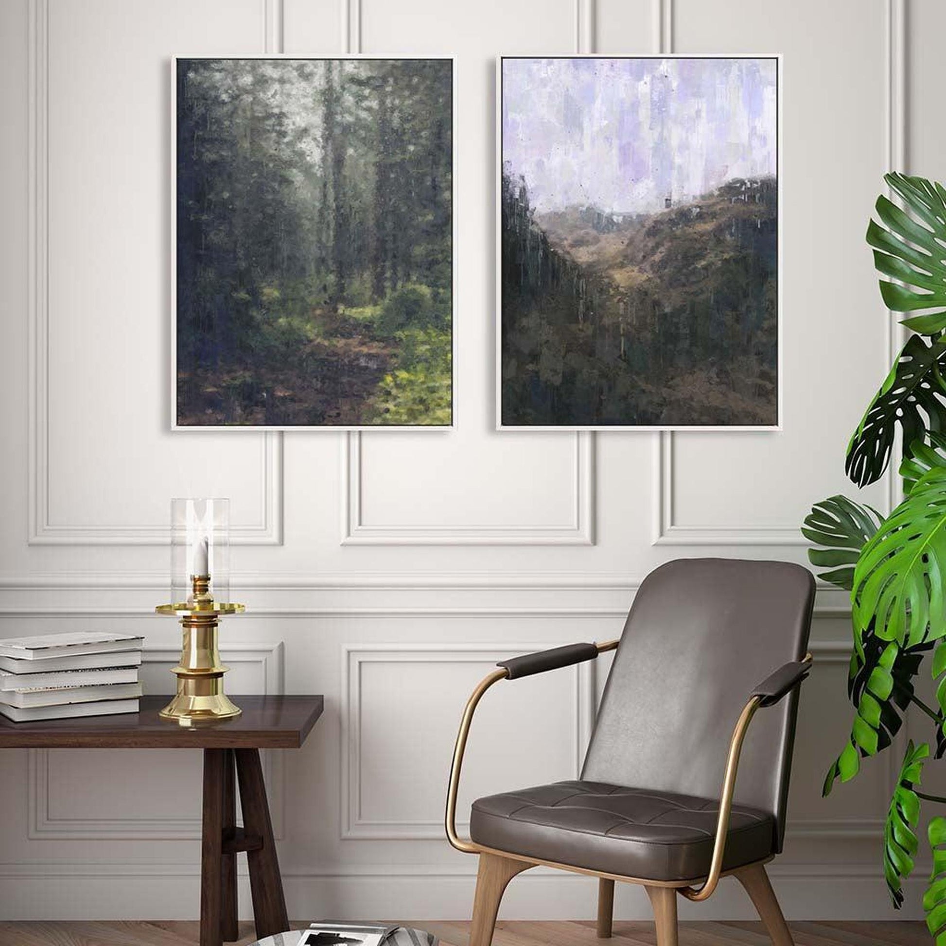 The Valley Canvas Set Of 2 White Canvas Set Of 2 - Abstract House