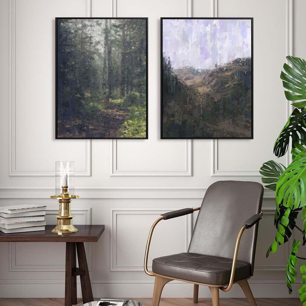 The Valley Canvas Set Of 2 White Canvas Set Of 2 - Abstract House