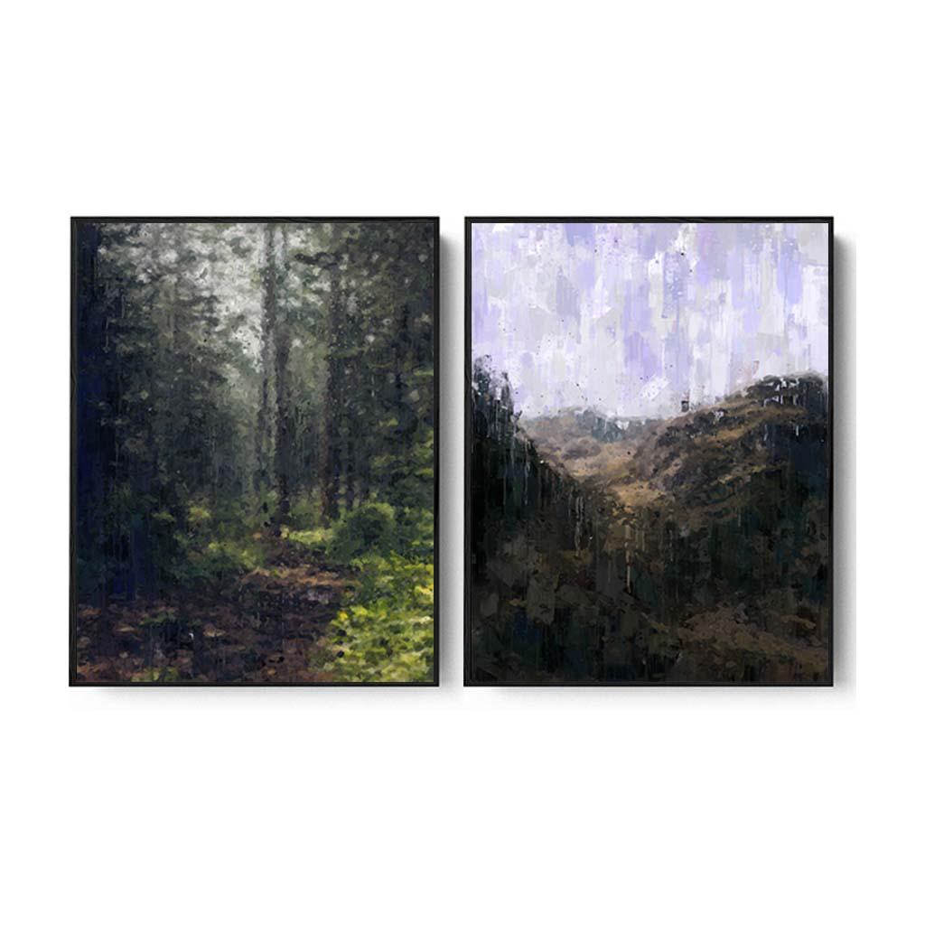 The Valley Canvas Set Of 2 Black Canvas Set Of 2 - Abstract House