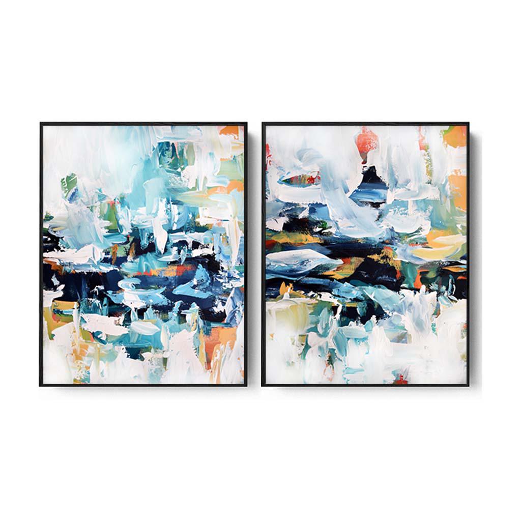 The Waves Canvas Set Of 2 Black Canvas Set Of 2 - Abstract House