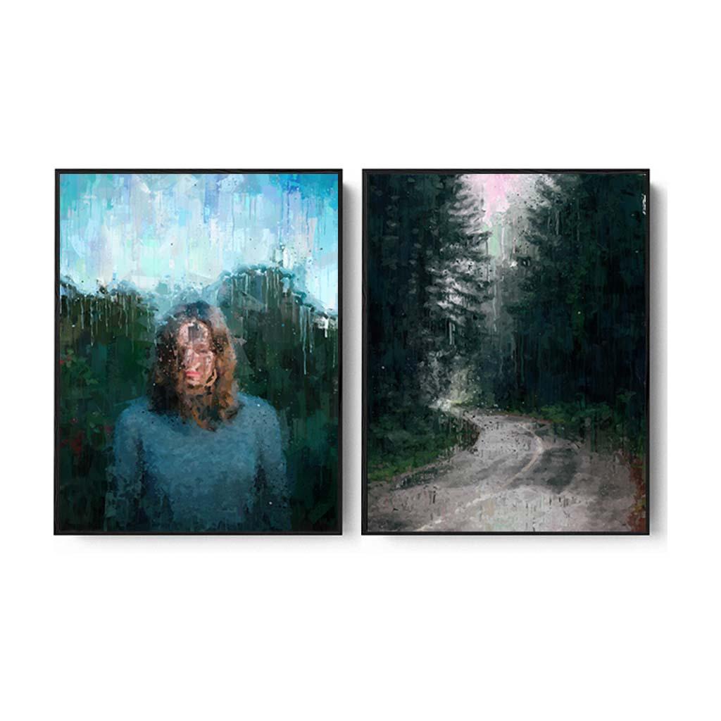 Through The Forest Canvas Set Of 2 White Canvas Set Of 2 - Abstract House
