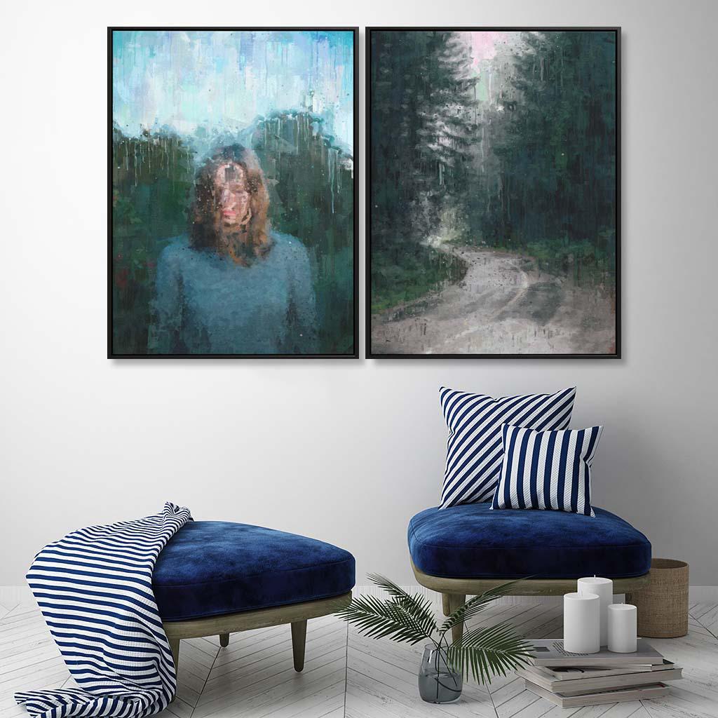 Through The Forest Canvas Set Of 2 Black Canvas Set Of 2 - Abstract House