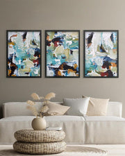 Turquoise Gold Textures - Print Set Of 3 Black Frame Wall Art Print Set Of 3 - Abstract House