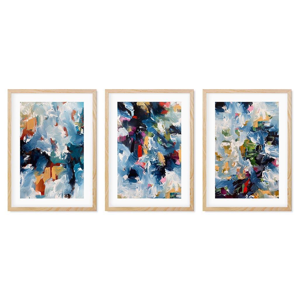 Winter Dew - Print Set Of 3 Oak Frame Wall Art Print Set Of 3 - Abstract House