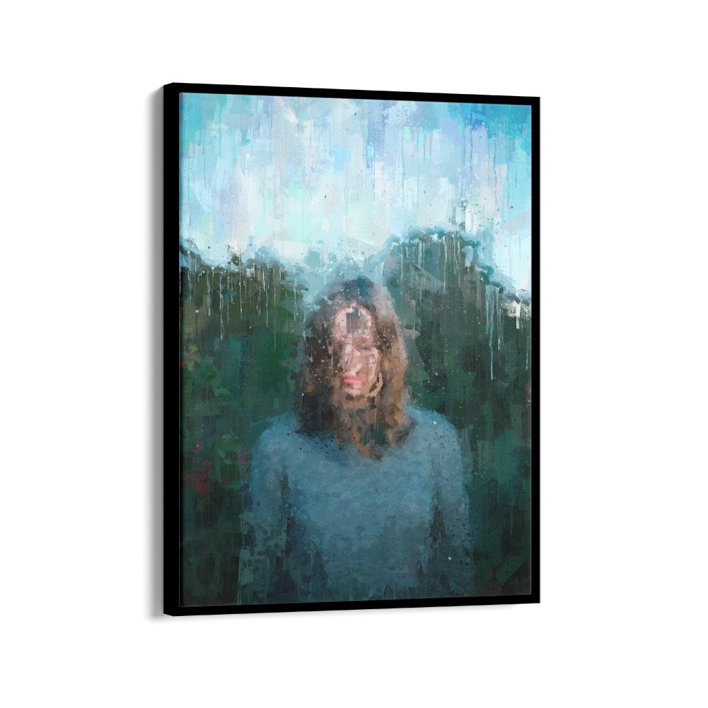 Woman Standing Portrait Painting Canvas Print-Abstract House