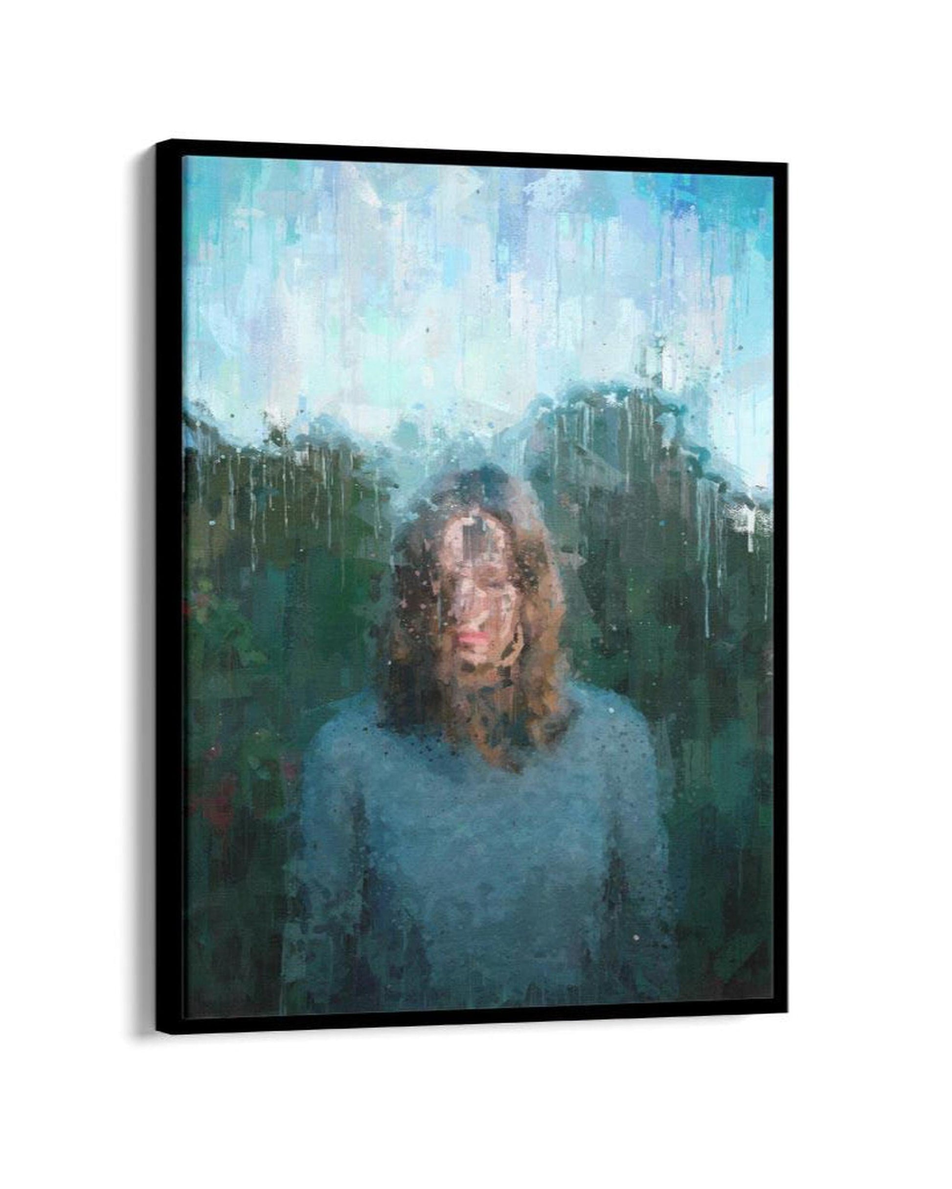 Woman Standing Portrait Painting Framed Canvas-Abstract House