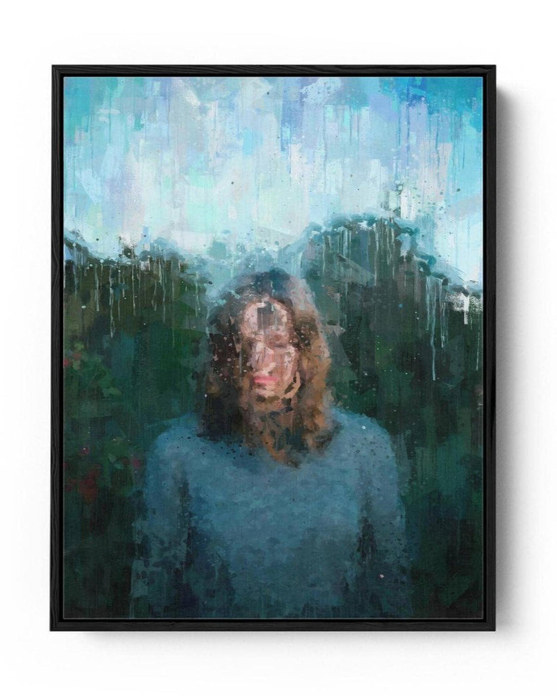 Woman Standing Portrait Painting Framed Canvas