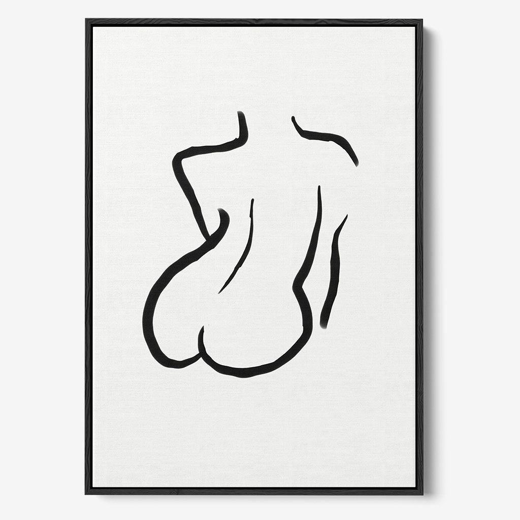 Woman's Back Mono Framed Canvas Black Canvas Prints - Abstract House